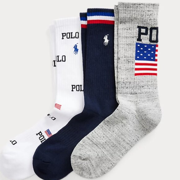 Polo Ralph Lauren Americana Crew Sock 3-Pack - Picture 1 of 3